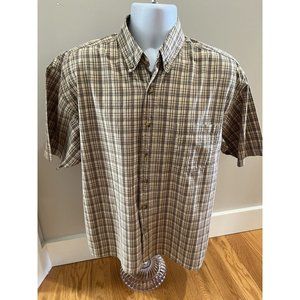 Moose Creek Cotton Plaid Short Sleeve Shirt Large Brown